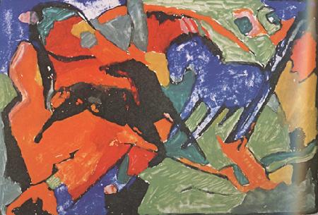 Franz Marc Two Horses (mk34) oil painting image